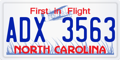 NC license plate ADX3563