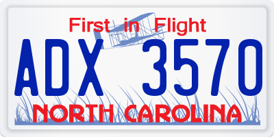 NC license plate ADX3570