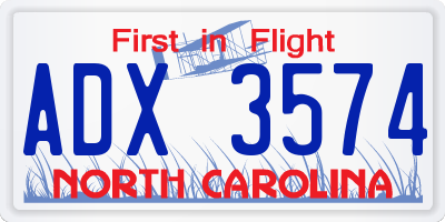 NC license plate ADX3574