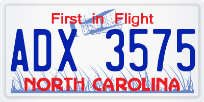 NC license plate ADX3575