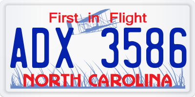 NC license plate ADX3586