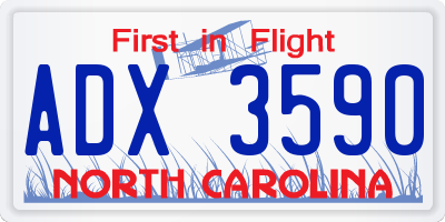 NC license plate ADX3590