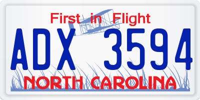 NC license plate ADX3594