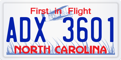 NC license plate ADX3601