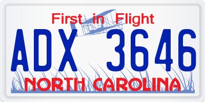 NC license plate ADX3646
