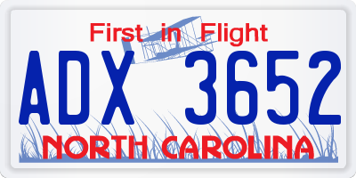 NC license plate ADX3652