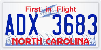 NC license plate ADX3683