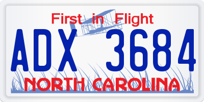 NC license plate ADX3684
