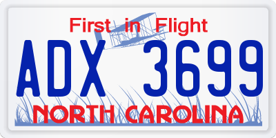 NC license plate ADX3699