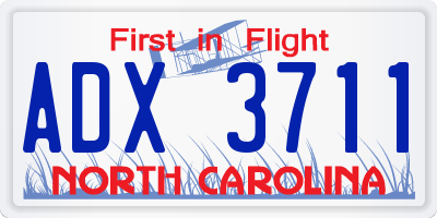 NC license plate ADX3711