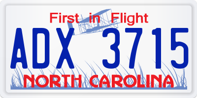 NC license plate ADX3715