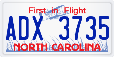 NC license plate ADX3735