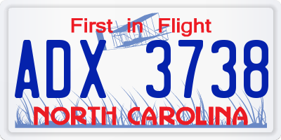 NC license plate ADX3738