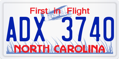 NC license plate ADX3740