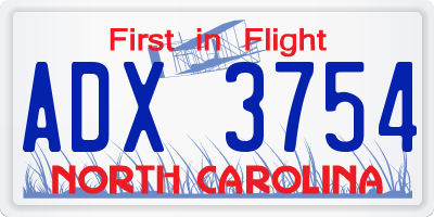 NC license plate ADX3754