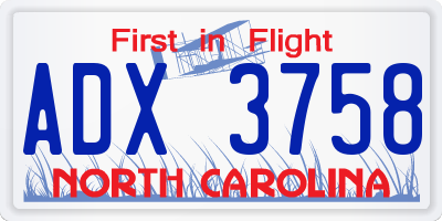 NC license plate ADX3758