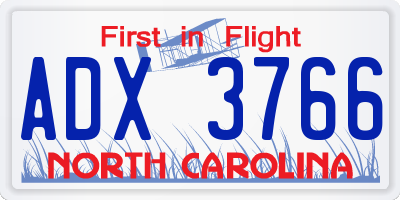 NC license plate ADX3766
