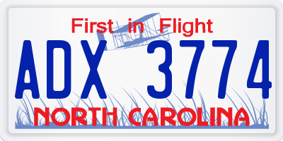 NC license plate ADX3774