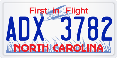 NC license plate ADX3782