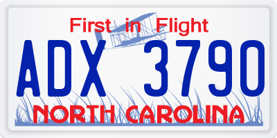 NC license plate ADX3790