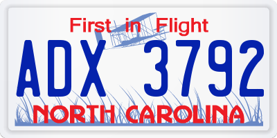 NC license plate ADX3792