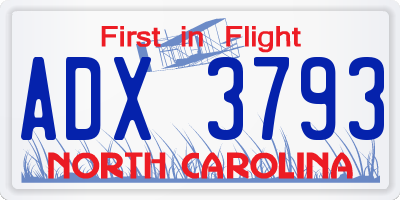 NC license plate ADX3793