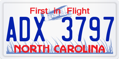 NC license plate ADX3797