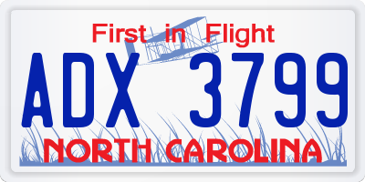 NC license plate ADX3799