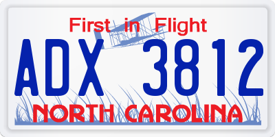 NC license plate ADX3812