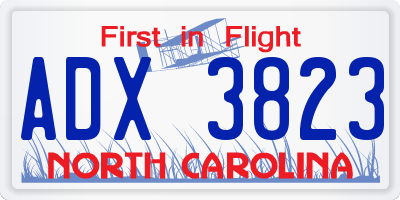 NC license plate ADX3823