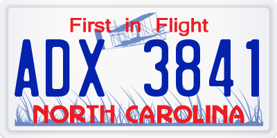 NC license plate ADX3841