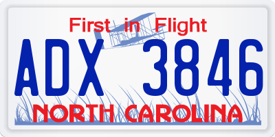 NC license plate ADX3846