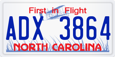 NC license plate ADX3864