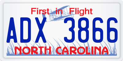 NC license plate ADX3866