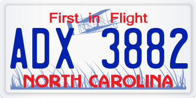 NC license plate ADX3882