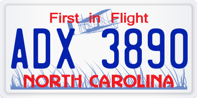 NC license plate ADX3890