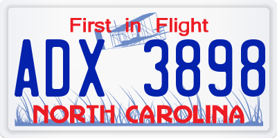NC license plate ADX3898