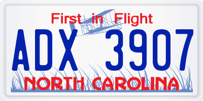 NC license plate ADX3907