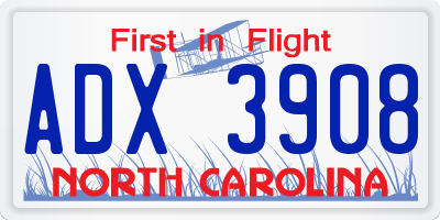NC license plate ADX3908