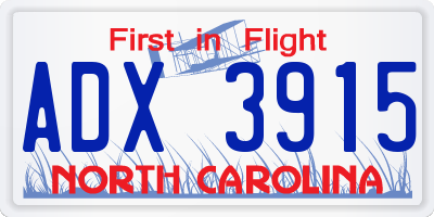 NC license plate ADX3915