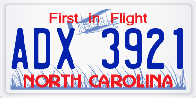 NC license plate ADX3921