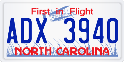 NC license plate ADX3940