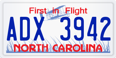 NC license plate ADX3942