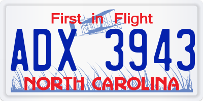 NC license plate ADX3943