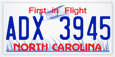 NC license plate ADX3945