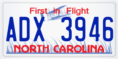 NC license plate ADX3946