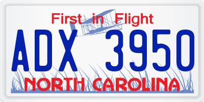 NC license plate ADX3950