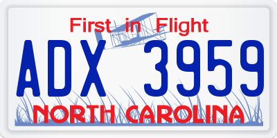 NC license plate ADX3959