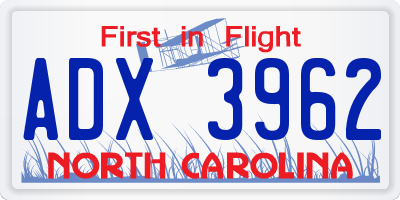 NC license plate ADX3962