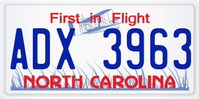 NC license plate ADX3963